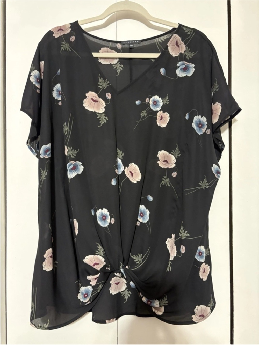 WEST KEI XXL/2X Plus Size Blouse/Top– Black & Floral High-Quality Shirt